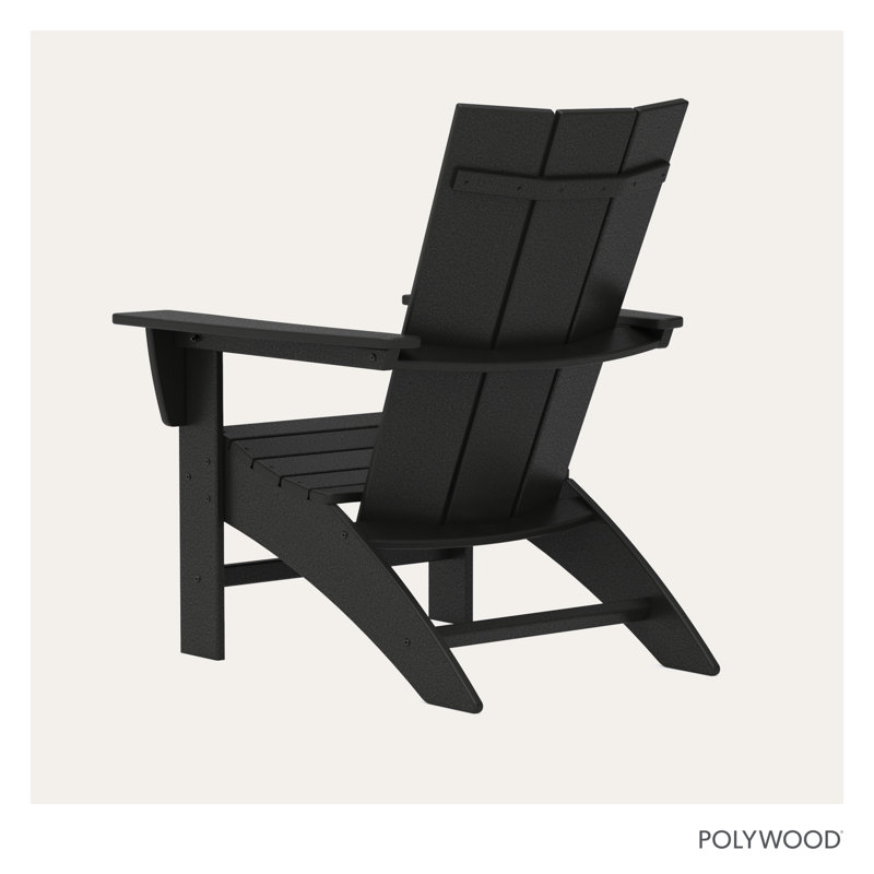POLYWOOD Modern Curveback Adirondack Chair, Black