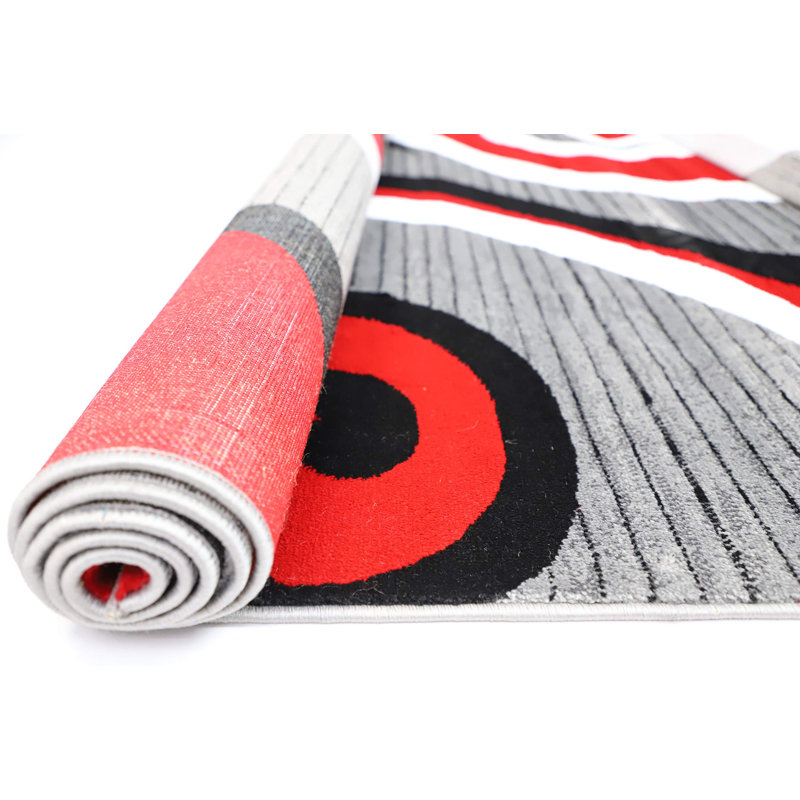 GloryRugsModernAreaRug RedSwirls,ContemporaryCarpet forBedroom,LivingRoom,Dining, Rectangle 3'11.2" x 5'10.8"