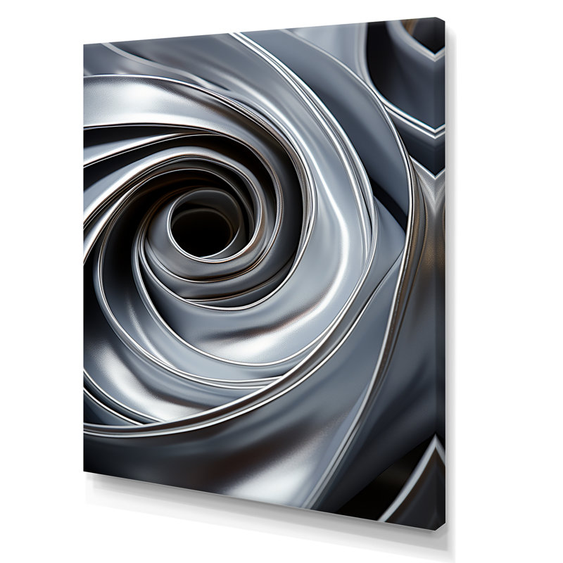 «Gray Spiraling Abstraction - Abstract Spirals», art mural, Toile tendue, H 20 po x l 12 po x P 1 po
