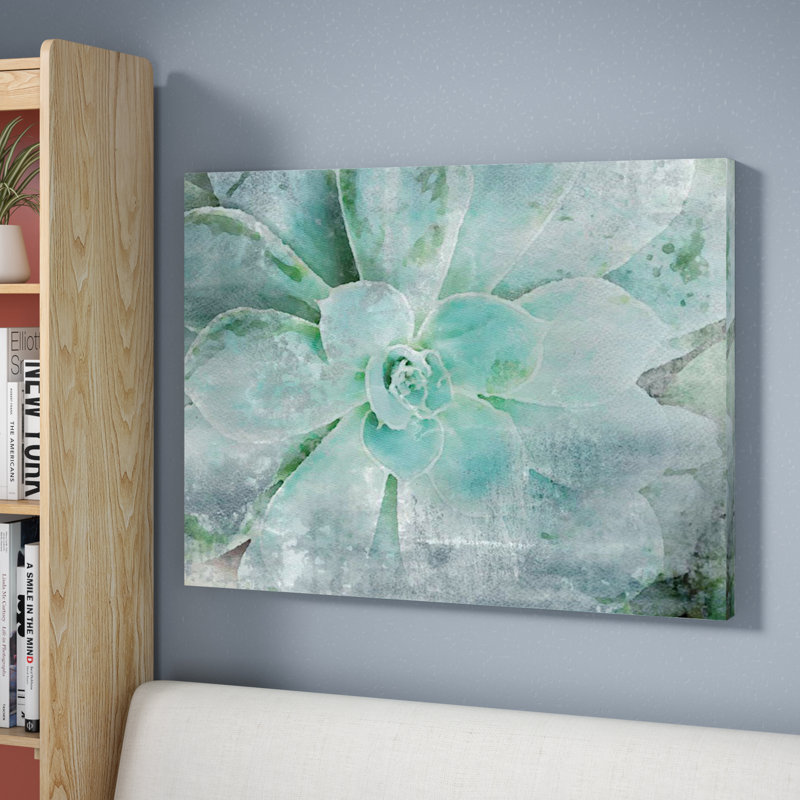 Impression sur toile Jeanetta «Teal Succulent 2», H 8 po x l 10 po x P 2 po