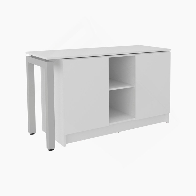 White 2-Shelf Desk with Space-Saving Design