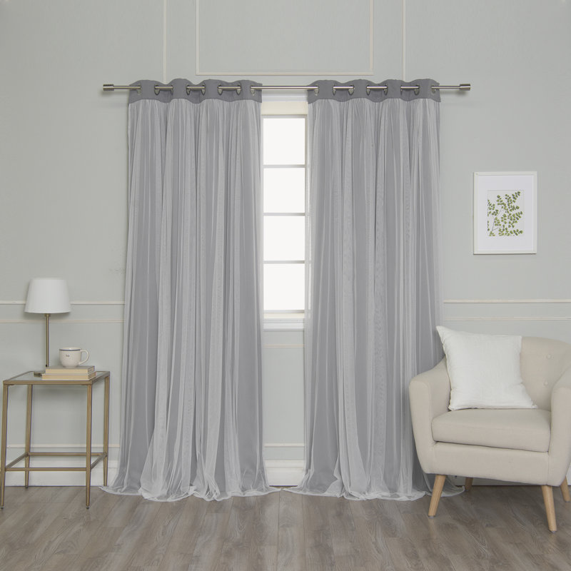 Yacine Blackout Single Curtain Panel, Gray