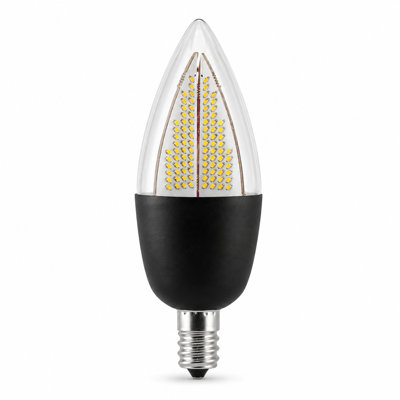 Euri Lighting LED Flame Bulb, 1W, 80 lm, 6W Eq., 1800K, E12, Black Base, UL