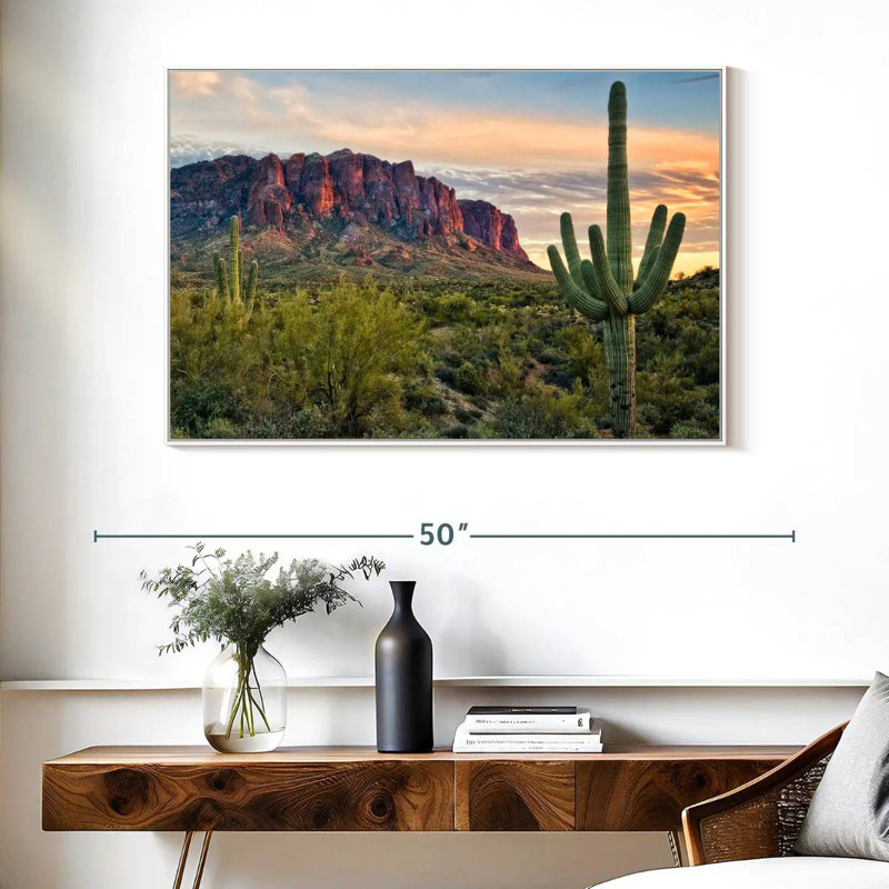 Cactus View II, Cadre flottant blanc, 40 po x 27 po