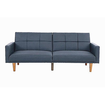 Canapé-lit de style transitionnel avec canapé-lit en velours de polyester bleu marine et pieds en bois