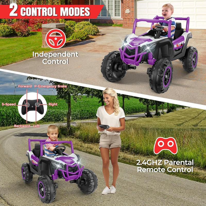 24V Pink 2-Seater Off-Road UTV Ride-On Car with Remote Control