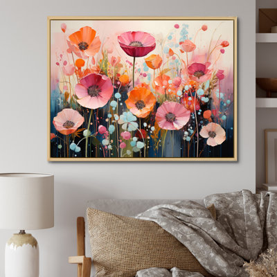 Acrylique multicolore «Peach Green Cactus Représentation VI», reproduction sur toile
