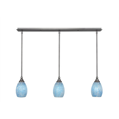 3 Light Stem Hung Linear Pendalier Shown With 5" Fusion Glass
