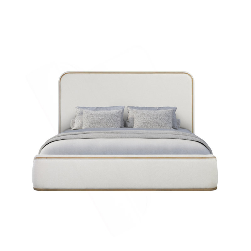 Lit tapissier - Caramel et sable blanc, Queen