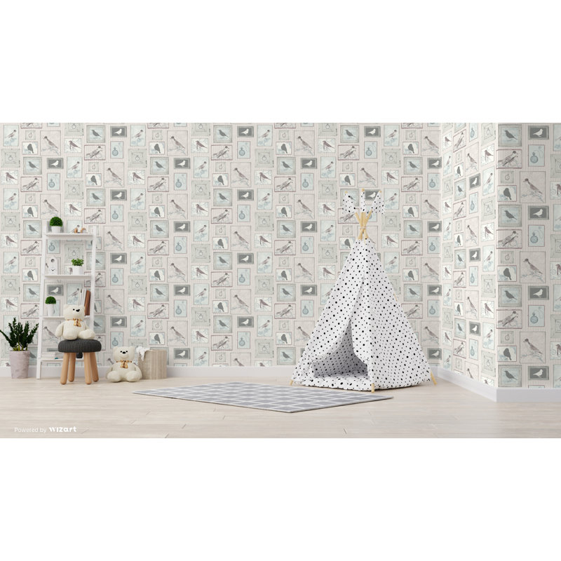 Hagen Birds 10m x 53cm Wallpaper Roll, Lilac