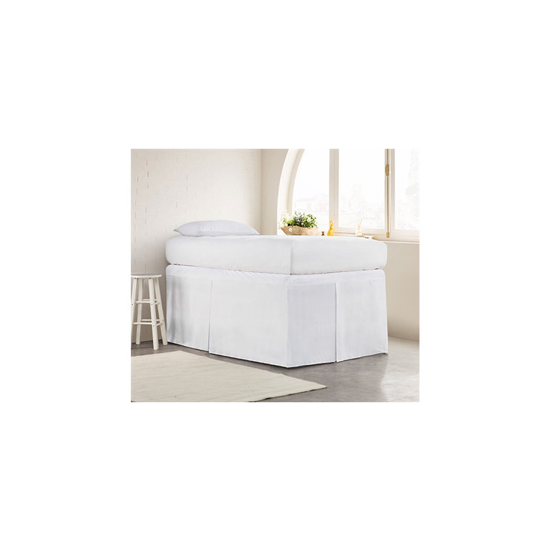Tailored Dorm Sized Bed Skirt, White