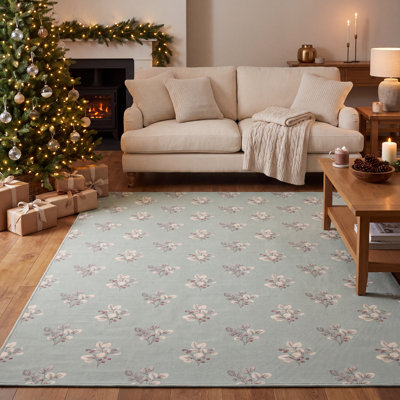 Tapis d'hiver Bitlis floral rouge crème gris antidérapant à poils courts intérieur extérieur pour animaux de compagnie salon chambre à coucher entrée salle à manger couloir bureau saison des fêtes décor douillet année lavable