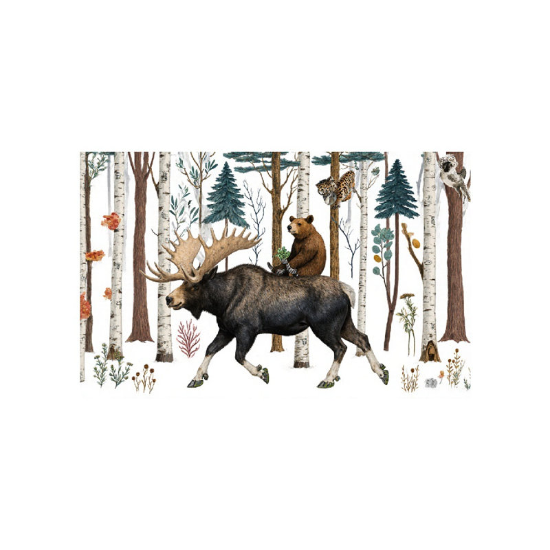 Forest Animal Riding Scene Bath Rug, 16 X 24