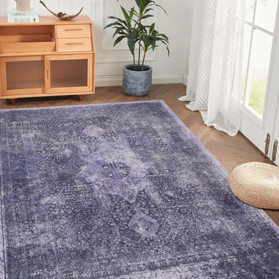 Tapis 5X8 pour la chambre à coucher, le salon, la cuisine - lavable, à poils courts, antidérapant, antidérapant, pliable, lavable pour animaux et tapis anthracite pour diverses pièces, teinture, chenille douce