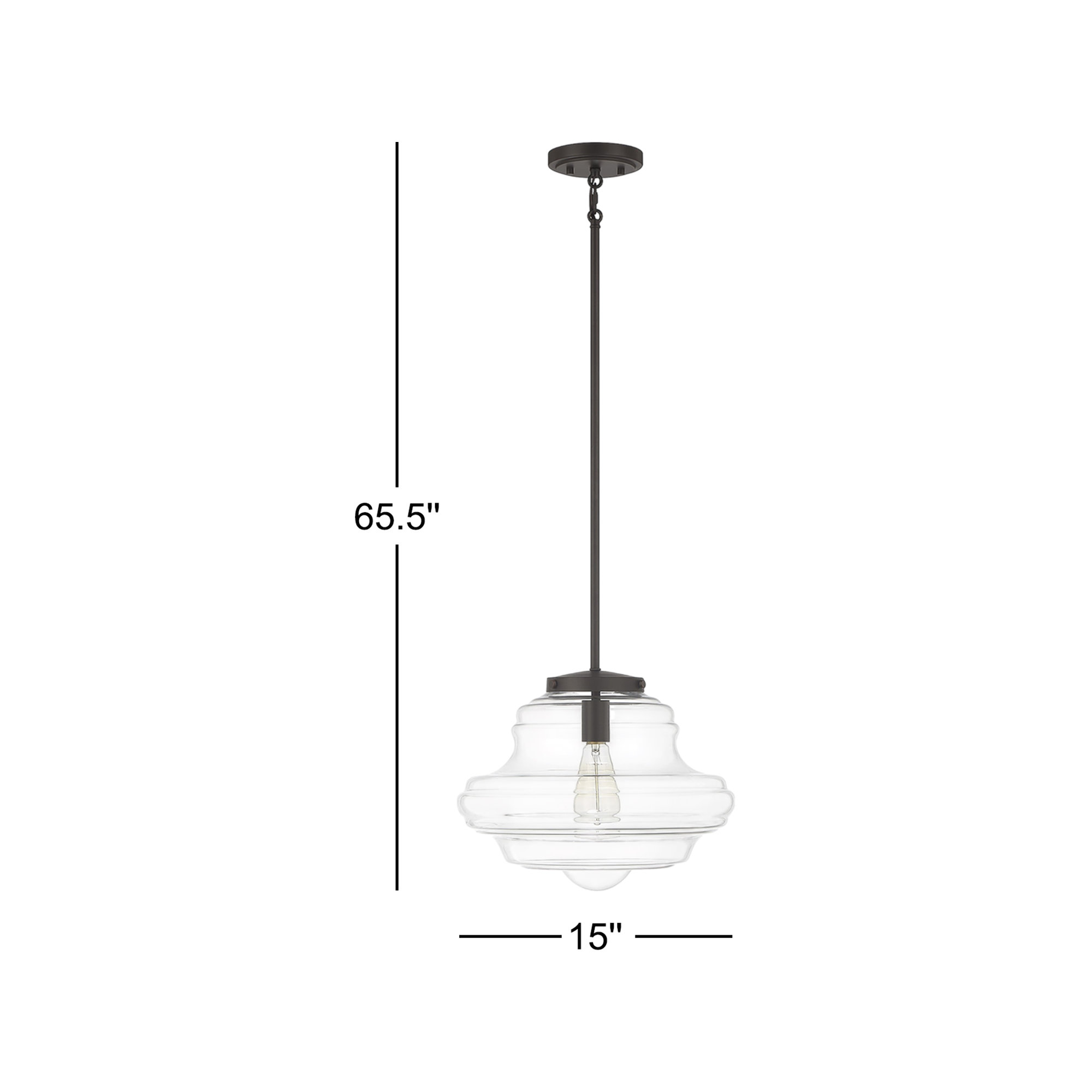 Marah 1-Light Dimmable Schoolhouse Single Pendant, Oil Rubbed Bronze