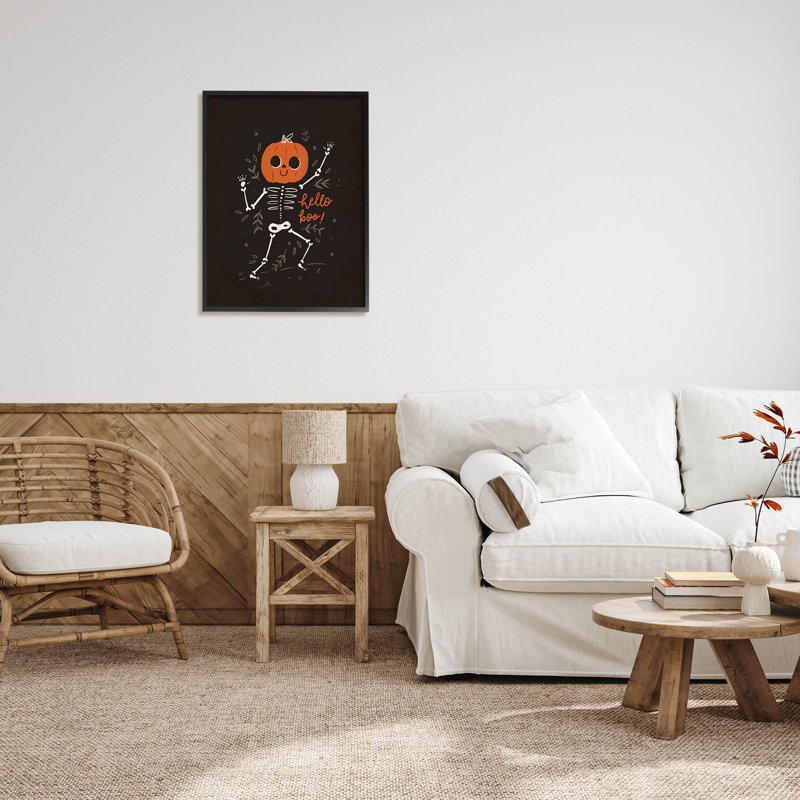 «Hello Boo Halloween» souriant à -111, Giclée encadrée noir minuit, H 30 po x l 24 po x P 1,5 po