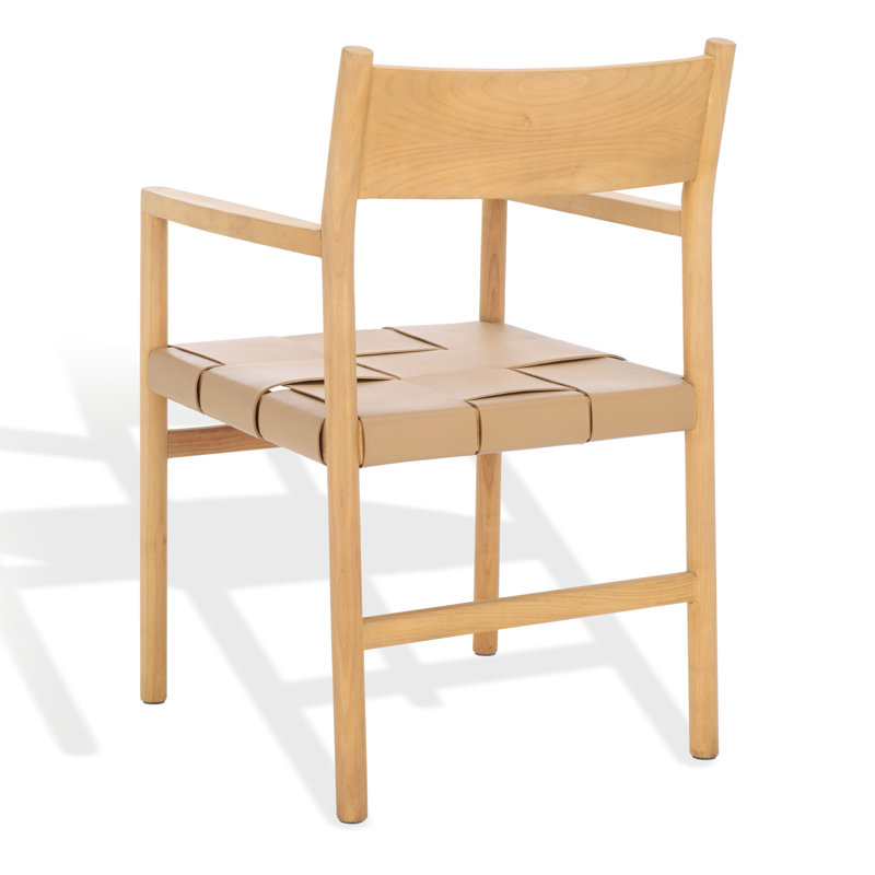 Devnie Leather Upholstered Arm Chair, Natural, Tan