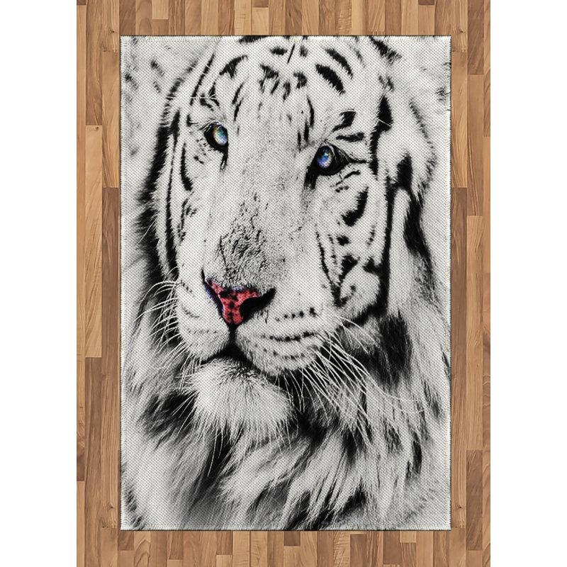 Tapis décoratif à fibres longues haute densité en polyester et coton de couleur noire safari, Rectangle— 4 pi x 5 pi 8 po