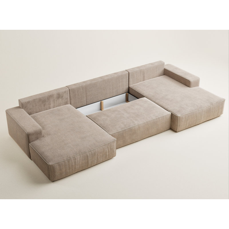 6 Seater Reclining Corner Sofa , Beige