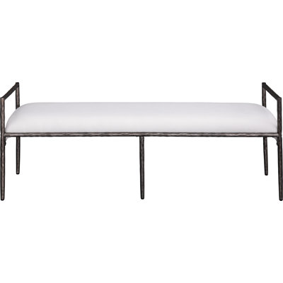 Axis Cream Linen Textured Fabric Upholstered Bench