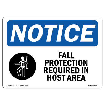 Fall Protection Required in Hoist Area Sign