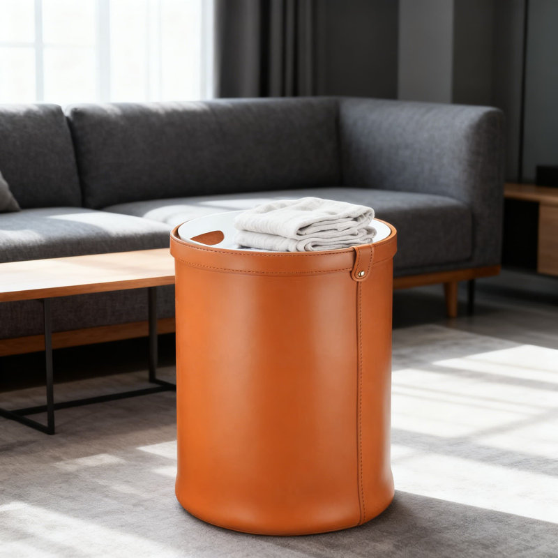 Vintage Leather Laundry Hamper - Waterproof & Stain-Resistant Handcrafted Design For Stylish Home Decor