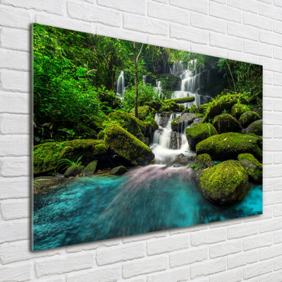 Waterfall In The Jungle - No Frame Print on Glass