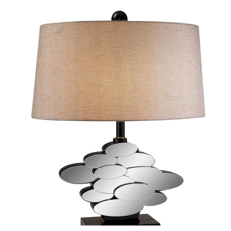 Lampe de table haute en polyrésine de 25,5 po avec finition bronze et détails en verre - Éclairage décoratif pour le salon et la chambre à coucher