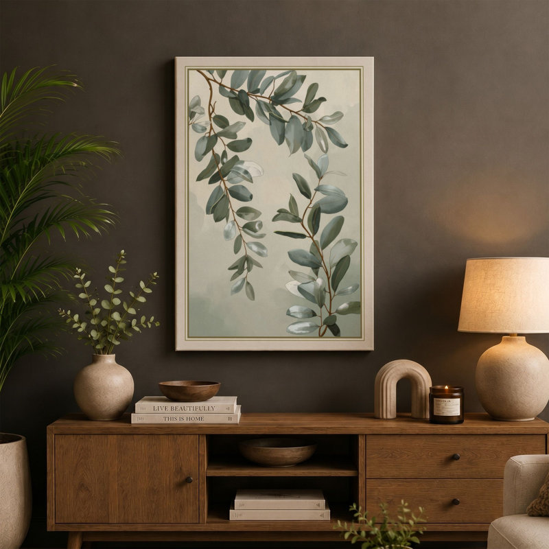 Study in Sage Botanical - Wrapped Canvas, 36x24 - 91.4 x 61.0 cm, Sage Border