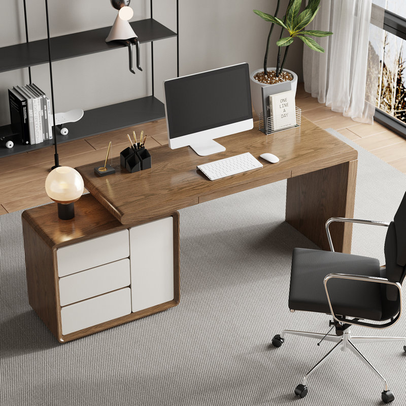 142.2Cm W Rectangle Computer Desk with Cabinet