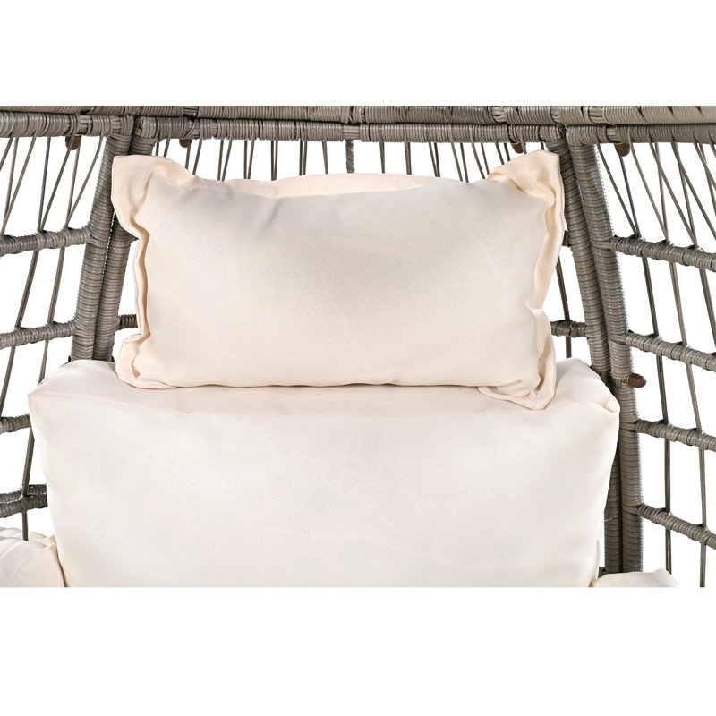 Chaise pivotante d'extérieur avec coussins, Gris/beige