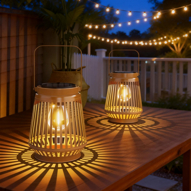 Solar Lanterns Outdoor Waterproof Brighter Up To 12 Hrs Outdoor Hanging Solar Lights, Retro Metal Outside Lanterns Auto On/off For Patio (Set of 2)