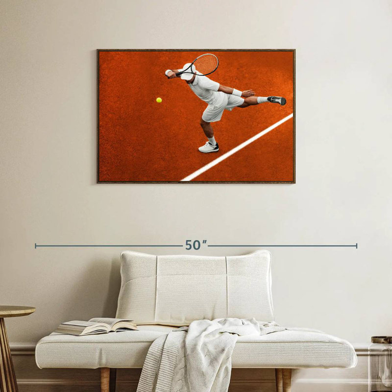 Jeu de tennis, 37 po x 25 po, Cadre flottant noyer