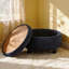 Repose-pieds de rangement rond 25 "avec plateau, capitonné - noir-130176358