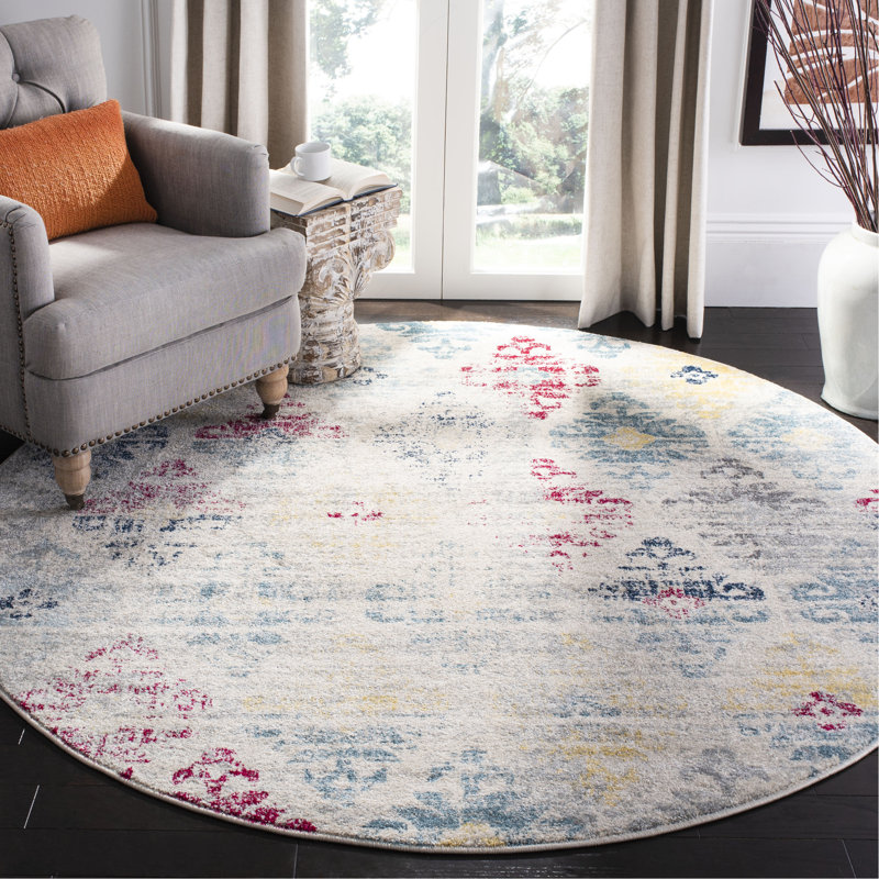 Gutierez Performance Damask Rug, Round 6'7"