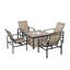 Ensemble repas d'extérieur 5 pièces avec table carrée et chaises berçantes, beige et noir