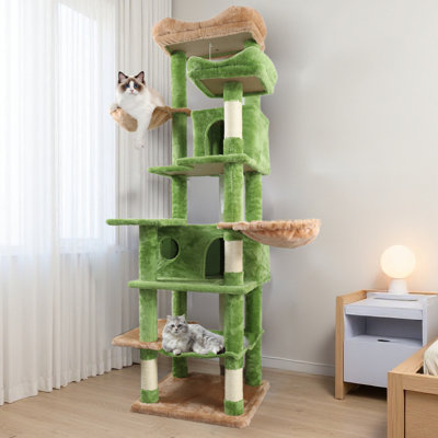 Grand arbre à chat à niveaux multiples de 68 pouces avec hamacs et poteaux à griffer
