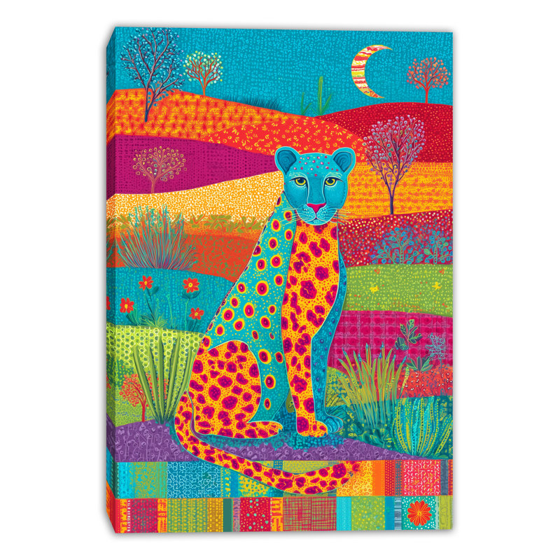 «Patchwork Leopard Night», art mural sur toile tendue, H 36 po x l 24 po x P 1,5 po