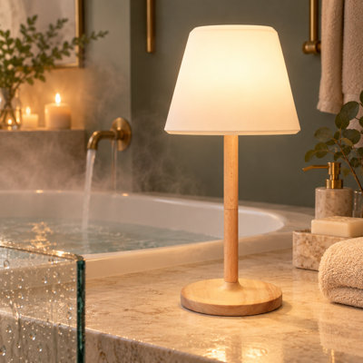 12.7'' Touch Nightlight Table Lamp,Cordless Rechargeable Shower Lamp With Dimmable Touch Control