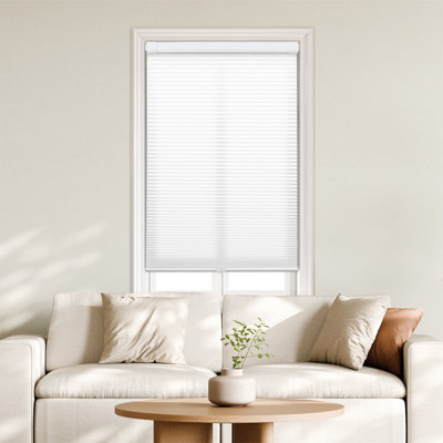 EZ Grip Pro No Tools No Drill Cordless 1" Light Filtering Cellular Shades, 28"W x 48"H, White