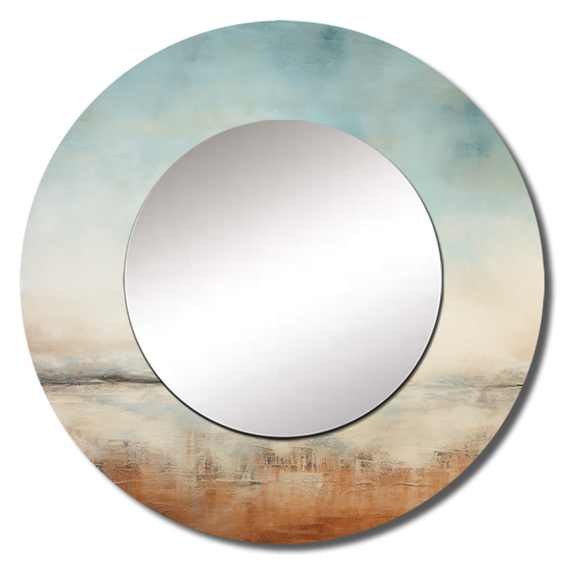 Elemental Eternity Minimalisme - grand miroir mural minimaliste, miroir rond brun unique, impression d'art en métal