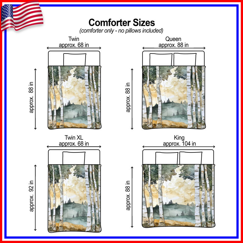 Birch Tree Forest Landscape Comforter, Twin Extra Long