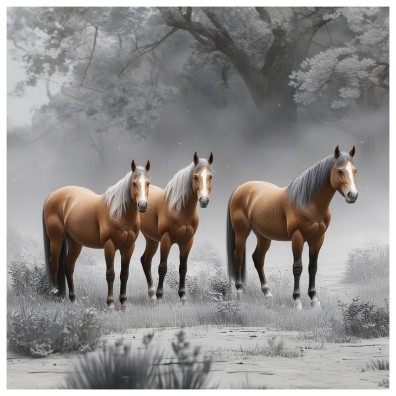 Édredon Three Horses In Forest, Lit simple