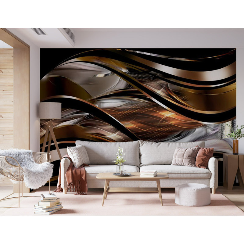 Peel & Stick Glam Wall Mural - Amber Storm, 110" W x 154" L