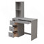 Lit mezzanine simple avec lit autonome, escalier de rangement, bureau, tablettes et tiroirs-613718708