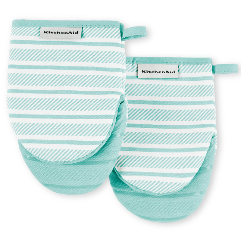 KITCHENAID Albany Mini Oven Mitt 2-Pack Set, 5.5" W x 8" L, Mineral Water Aqua