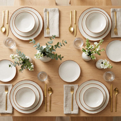 Rustic Speckled Cream Bone Porcelain Dinnerware Set (24-Piece Service for 6)
