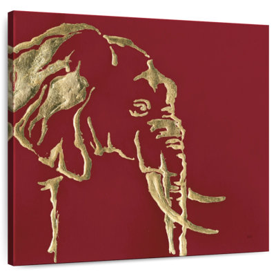Brampt Gilded Elephant On Red
