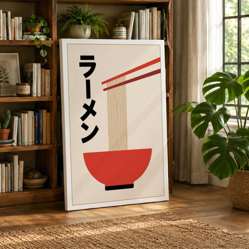 Ramen and Chopsticks Modern - Wrapped Canvas, 36x24 - 91.4 x 61.0 cm, Black Border