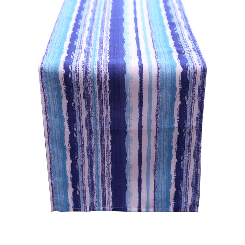 Nikolas Table Runner, 35cm W x 183cm L, Blue/White